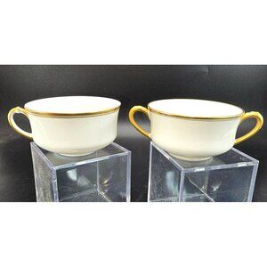 Vintage Haviland Limoges French White and Gold Cream and Sugar Set China CM2121